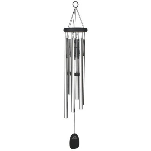 Woodstock Chimes Woodstock Wind Chimes Pachelbel's Canon in D, Silver Aluminum Tubes, Medium 32 - Inch, Deep Toned Windchime for Outdoor Decor for Garden, Patio, Porch