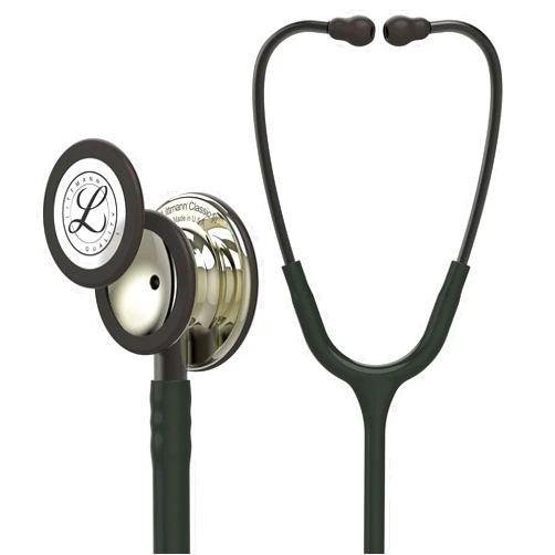3M Littmann Classic III Monitoring Stethoscope, Champagne - Finish Chestpiece, Black Tube, Smoke Stem and Headset, 27 inch, 5861 Black Tube, Smoke Stem, Headset Champagne - Finish Chestpiece