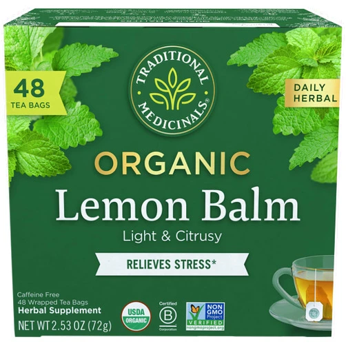 Traditional Medicinals Tea, Organic Lemon Balm, Calms Nerves & Supports Digestion - 48 Tea Bags