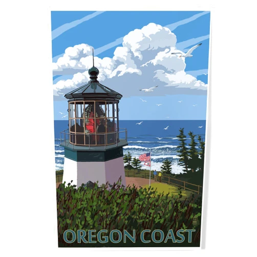 Lantern Press 8x12 Inch Art Print Wall Decor, Oregon Coast, Lighthouse Scene
