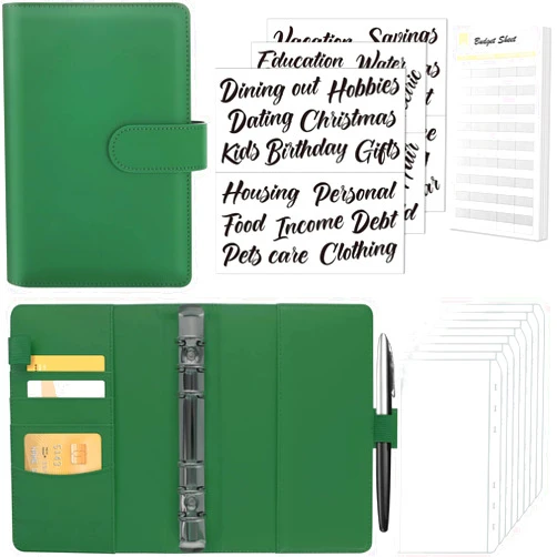 Sooez Budget Binder with Zipper Cash Envelopes & Expense Sheets for Budgeting and Saving Money, Money Organizer for Cash with Category Labels, Money Saving Binder Cash Wallet Envelope