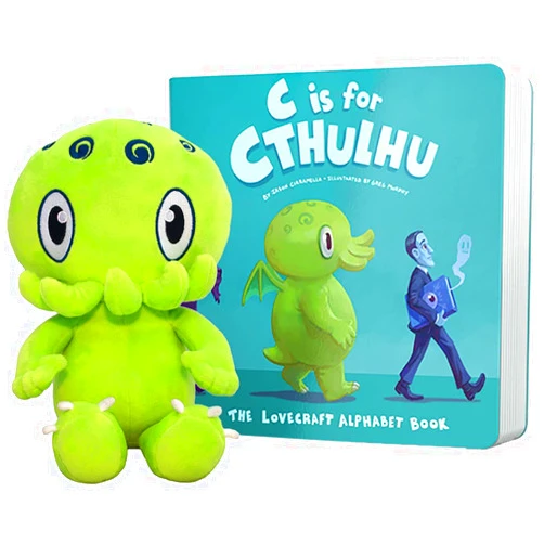 C is for Cthulhu Board Book & Green Plush Bundle (Baby Plush, 6 inches)