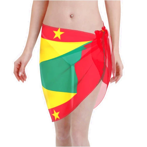 FNQKMLEP Bisexual Pride Flag Swimsuit Cover Up for Women Beach Wrap Skirt Bikini Chiffon Smock Swimsuit