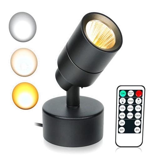 Kandicyar LED Spotlights Indoor, 3W Uplighting Indoor with Remote Control Dimmable & Timer, 3000K/4000K/5000K Adjustable Floor Spot Lights for Plants Pictures Artwork, Indoor Accent Ligh with 5.9 FT Plug Cord