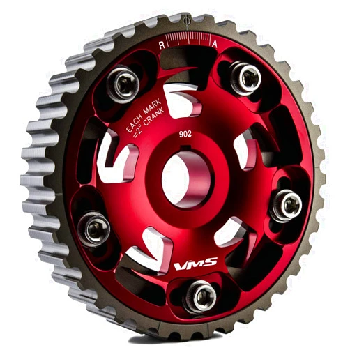 VMS RACING Adjustable Fang CAM GEAR in RED Anodized Machined CNC Billet Aluminum Compatible with Honda Del Sol D15 D16 1.5L 1.6L SOHC 93-97 1993-1997
