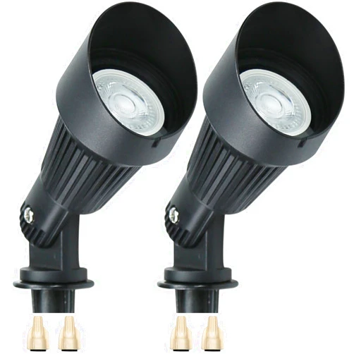 Lumina Lighting® 4W Landscape Lighting 12V Landscape Lights Low Voltage Landscape Spotlights Warm White Waterproof Outdoor Replaceable LED Bulb for Garden, Lawn, Porch, Patio and Yard (Black, 2-Pack)