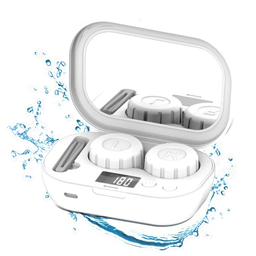 MUGLE Contact Lens Cleaner Machine, Portable Ultrasonic Contact Lens Cleaner with USB Charger, Fit Disposal Soft Lens, Colored Contact Lens, RGP Lens and OK Lens -Travel & Home(White)
