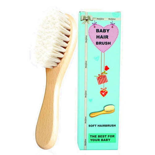 Molylove Baby Hair Brush, Wooden Goat Bristles Hair Brush for Newborns & Toddlers, Ideal for Cradle Cap, Perfect Baby Registry Gift, Hypoallergenic, 1 Count