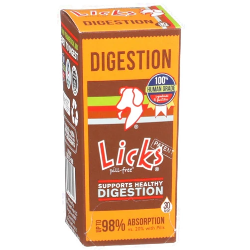 Licks Pill Free Dog Digestion - Dog Gut Health and Gas Relief - Bloating Relief and Digestion Supplement for Dogs - Dog Health Supplies - Gel Packets - 30 Use