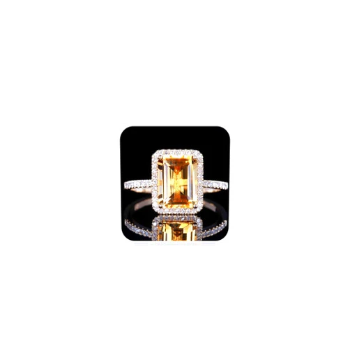 Kuyiuif 14K Gold Plated Emerald Cut 4ct Yellow Cubic Zirconia Cocktail Engagement Wedding Anniversary Rings Sterling Silver Yellow Topaz Rings for Women (10)