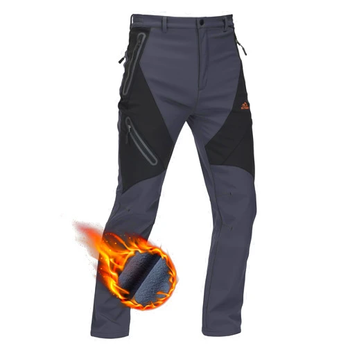 TACVASEN Men's Skiing Snow Pants Fleece Lined Waterproof Winter Insulated Hiking Pant for Outdoor Work Hunting Cargo