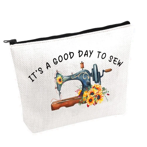 PWHAOO Funny Sewing Makeup Bag It's A Good Day To Sew Cosmetic Bag Quilter Cosmetic Bag Sewing Lover Gift (To Sew B)