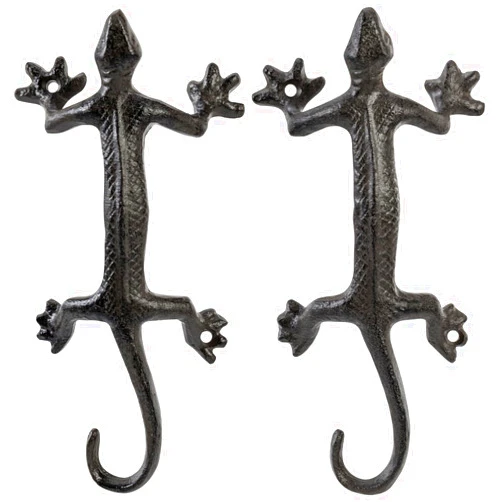 MyGift Rustic Heavy-Duty Cast-Iron Door Pull Handles with Dark Coffee Color Finish & Gecko Shaped Design, Commercial Grade Door Hardware, Southwestern Theme Novelty Sliding Door Hardware, Set of 2