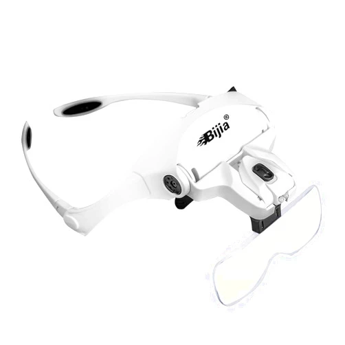 BIJIA Upgraded Version Headband Interchangeable(1.0X, 1.5X, 2.0X, 2.5X, 3.5X) Magnifying Glass with LED Lights for Close Work and Eyelash Extensions