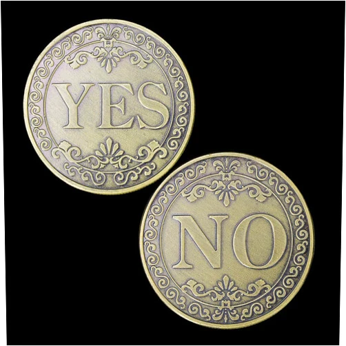 WOERDA Yes No Challenge Coin Decision Maker Coin (Bronzed)