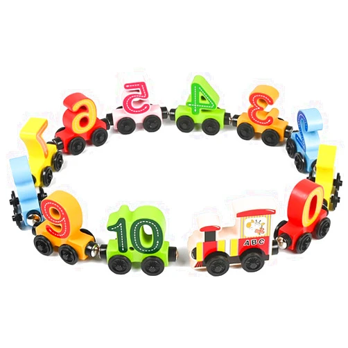 Generic 12 PCS Wooden Train Set Toy Magnetic Number Train Set Montessori Toys for Preschool Learning