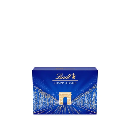 Lindt & Sprüngli Lindt Champs Elysées Chocolate Box Gourmet Milk and Dark Chocolate Assortment 17 Chocolates 6.4oz Blue Box