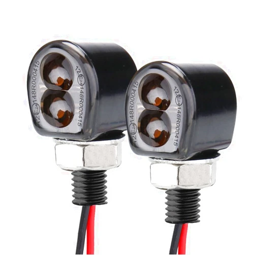 TSUNG Mini Motorcycle Turn Signals Light LED Micro Blinkers Small Front Rear Indicator Compatible with Harley Davidson Indian Honda Suzuki Triumph Cafe Racer Bobber Street Bike (B-Black)