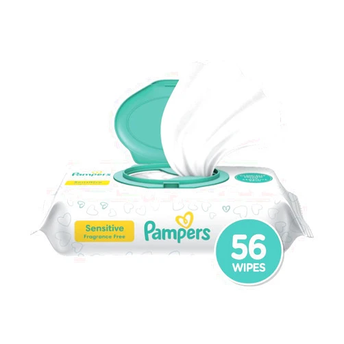 Pampers Baby Wipes Sensitive Perfume Free 1X Pop-Top Pack 56 Count