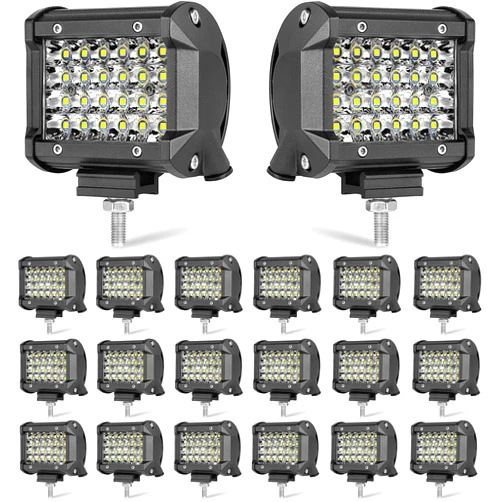 MUVKQC LED Pod Lights,20PCS 4IN 72W Square Light Bars 12V 24V 12000lm Cube LED Work Lights Off Road Fog Driving Roof Light Pods for Service Truck ATV UTV RV RZR Boat Pickup Golf Cart Snow Blower