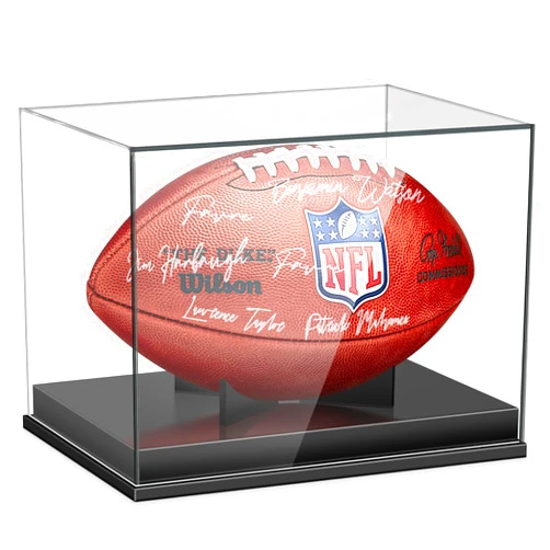 Leffis Football Display Case, Acrylic Football Case Display Case, Memorabilia Display Cases with Removable Built-in Football Display Stand for Autographed Football (No Assembly Required)