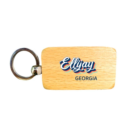 R and R Imports Ellijay Georgia 2.5x1-Inch Souvenir Wooden Keychain 3D Retro Design