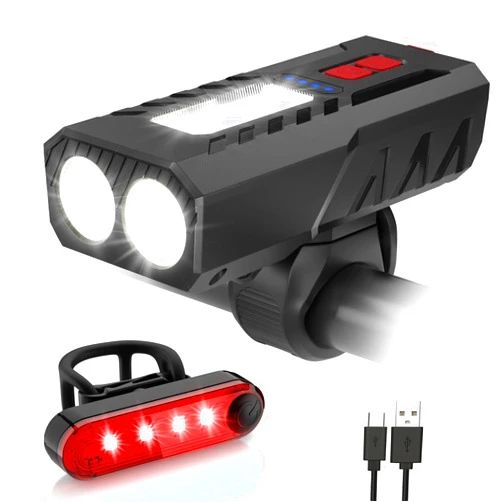 BOBKID USB Rechargeable Bike Lights Set, 6 Modes Bicycle Front Headlight and Back Taillight, 3000LM Water Resistant Bicycle Lights Front and Rear for Night Riding, Bike Accessories for Road Mountain Cycling