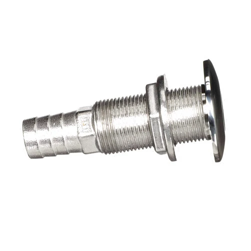 Attwood 66547-3 Stainless Steel Straight Thru-Hull Valve Fitting, Barbed, Standard Length, for 3/4-Inch Interior Diameter Hose