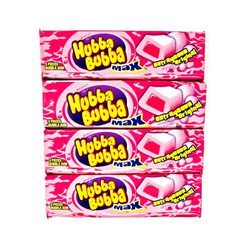 YCNO KOMBOFAN (Pack of 4) Hubba Bubba gum, Outrageous Original Max Bubble Gum (5 pieces each, Total: 20 pieces)