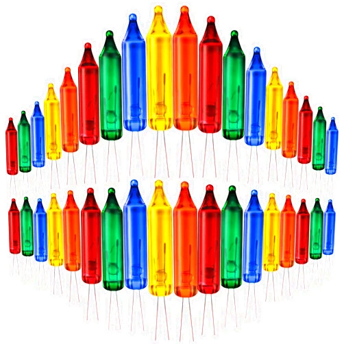 Mudder 60 Count 2.5v Halloween Christmas 50/100/150/200 Count Mini Incandescent Wire String Lights Replacement Bulbs Indoor/outdoor Christmas Light Decoration for Xmas Tree(Red, Yellow, Blue, Green, Orange)