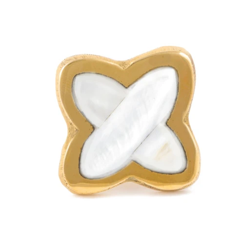 MarktSq Set of 4 Brass and Mother of Pearl Inlay Cabinet Knobs