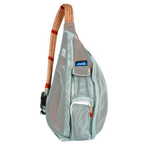 KAVU Beach Rope Bag Mesh Crossbody Sling Backpack - Cool Aqua