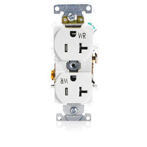 Leviton, White TWR20-W 20-Amp 125-Volt NEMA 5-20R, 2P, 3W, Duplex Receptacle, 1 Count (Pack of 1)