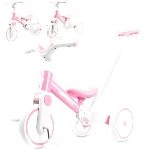 YGJT 5 in 1 Tricycle for Toddlers 1-3, Toddler Balance Bike with Parent Steering Push Handle and Removable Pedal, Kids Trike Baby Toys for 1 2 3 Year Old Boys Girls, Birthday Gifts(Pink)