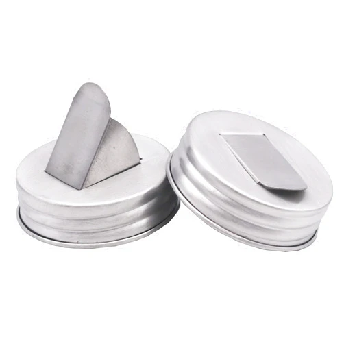 Mason Jar Lifestyle Grain Dispenser Pouring Stainless Steel Lids by Mason Jar Lifestyle (2 Pack, Regular Mouth)
