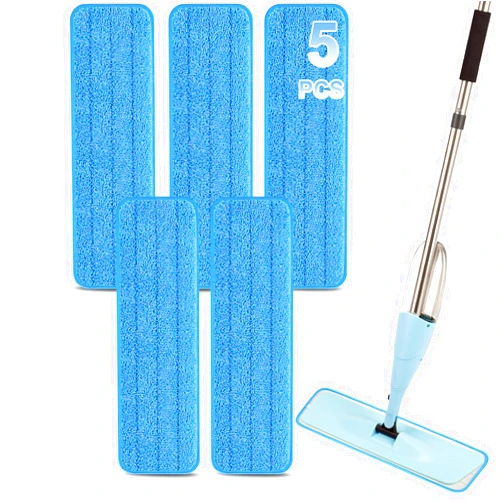 H-Gamely 18 inch Reusable Mop Pads Microfiber Spray Mop Replacement Heads for Wet/Dry Mops Compatible with Bona Floor Care System (5 Pack)