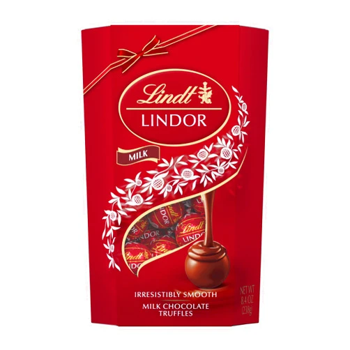 Lindt LINDOR Milk Chocolate Candy Truffles Gift Box, 8.4 oz.