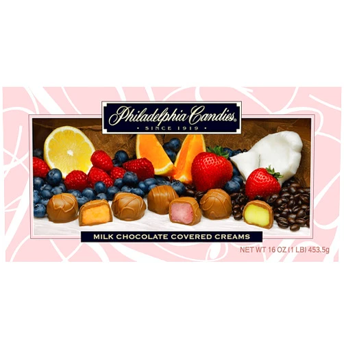 Philadelphia Candies Milk Chocolate Covered Assorted Creams (Soft Center Chocolates), 1 Pound Gift Box