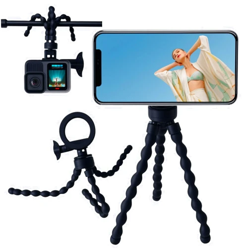 CCSmall Portable and Flexible Tripods for Magsafe, Octopus Phone Tripod Universal Magnetic Tentacle Phone Holder 360° Rotation Mini Travel Stand for iPhone 17 16 15 14 13 Pro Max Air Plus BZY Black