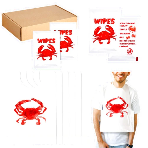 Wesiti 100 Pcs Crab Bib Wet Wipe Bundle 50 Crab Bibs Disposable for Adult 50 Moist Towelettes for Seafood Boil Party Supplies