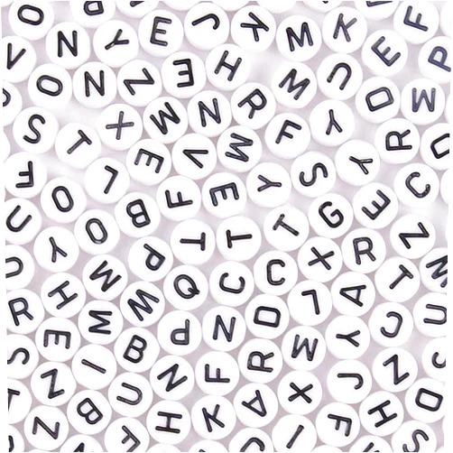 WHEAZIENS 1200pcs 4×7mm Alphabet Beads White Round Acrylic Black Letter Beads, for Bracelets and Jewelry Making