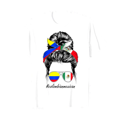 Colombian Mexican Roots Hispanic Heritage Month Colombian Heritage American Woman Mexico Girl Colombia Flag T-Shirt