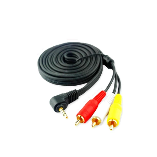 HTTX 3.5mm Male Audio Stereo Jack to 3 RCA Female AV Camcorder Adapter Connector Extension Cable 90 Degree Angled 4 Pole 5-Feet
