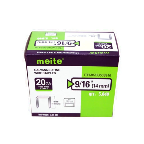 meite 20 Gauge 1/2-Inch (12.3mm) Crown 9/16-Inch Length Upholstery Staples for Staple Gun, Fine Wire Galvanized Staples for Carpet, Work Box, Cable, Shed (5,000 Pieces)
