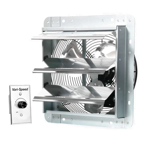 KEN BROWN 12 Inch Variable Shutter Exhaust Fan Wall Mounted With Speed Controller 1800CFM For Garages And Shops,Greenhouse,Attic Ventilation