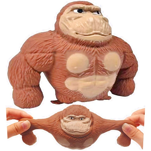 Pfedxoon Squishy Monkey Stretch Gorilla Figure Gorilla Latex Gorilla Soft Stretchy Gorilla Toy Stretchy Gorilla, Stress Relief Toy for Children and Adults Sensory Toy, Funny Gift for Easter (Brown)
