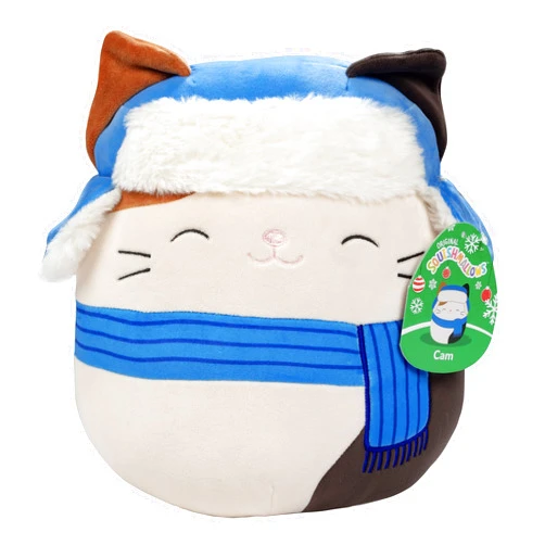 Squishmallows Original 10-Inch Cam The Christmas Cat - Official Jazwares Plush - Collectible Soft & Squishy Kitty Stuffed Animal Toy - Add to Your Squad - Gift for Kids, Girls & Boys