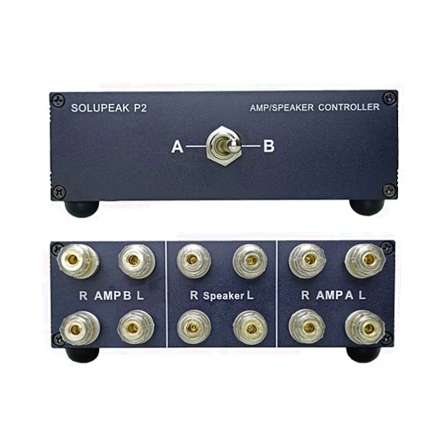 SOLUPEAK P2 2(1)-in-1(2)-OUT Amp Amplifier Speaker Switcher Selector Switch Splitter 2-way loudspeaker control combiner box