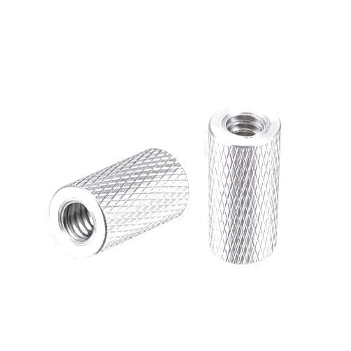 uxcell 1/4-20 x 10mm x 20mm Aluminum Alloy Hand Screw Nuts Diamond Knurl Knurled Camera Tripod Pass Hole Nut Silver 2pcs