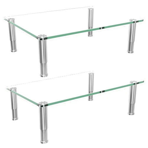 Simple Trending 2 Pack Computer Monitor Riser with Height Adjustable, Tempered Glass, Multi Media Desktop Stand for Flat Screen TV Laptop